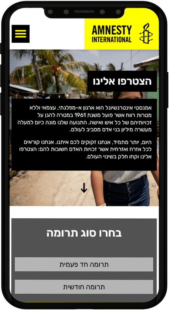 תמונה של אתר אמסטי אינטרנשיונל בתצוגת טלפון נייד