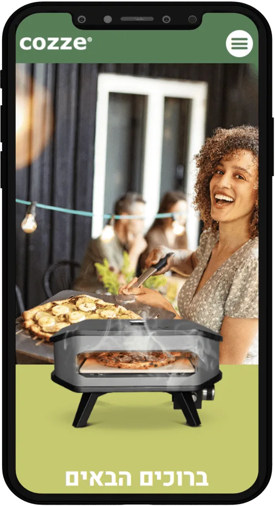 תמונה של אתר Cozze בתצוגת טלפון נייד