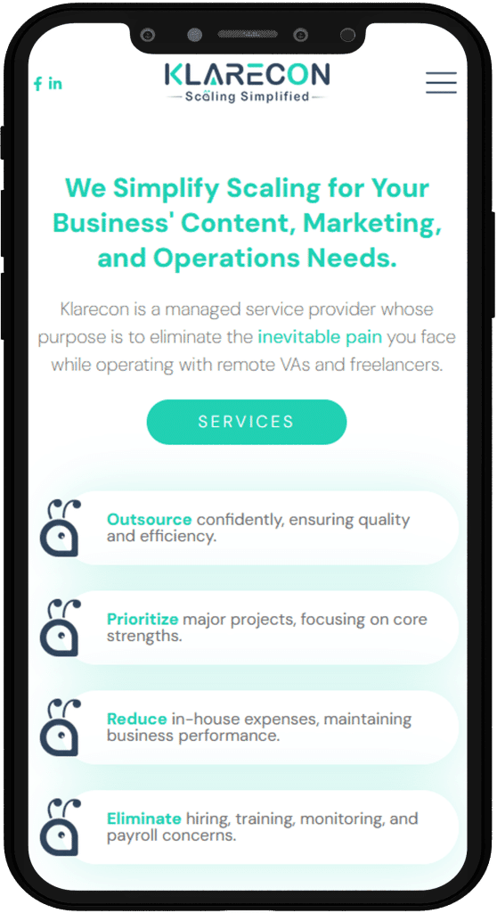 תמונה של אתר קלרקון בתצוגת טלפון נייד